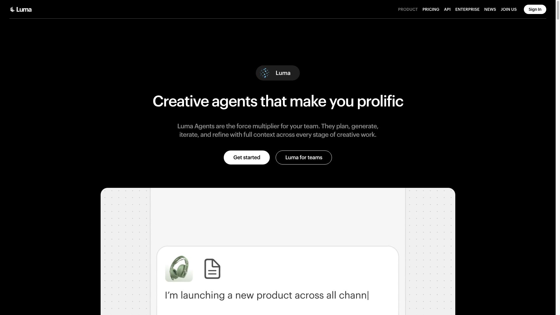 Luma Dream Machine — Dream Machine platform for generating AI video clips with camera control Luma Dream Machine interface for text-to-video and image-to-video generation