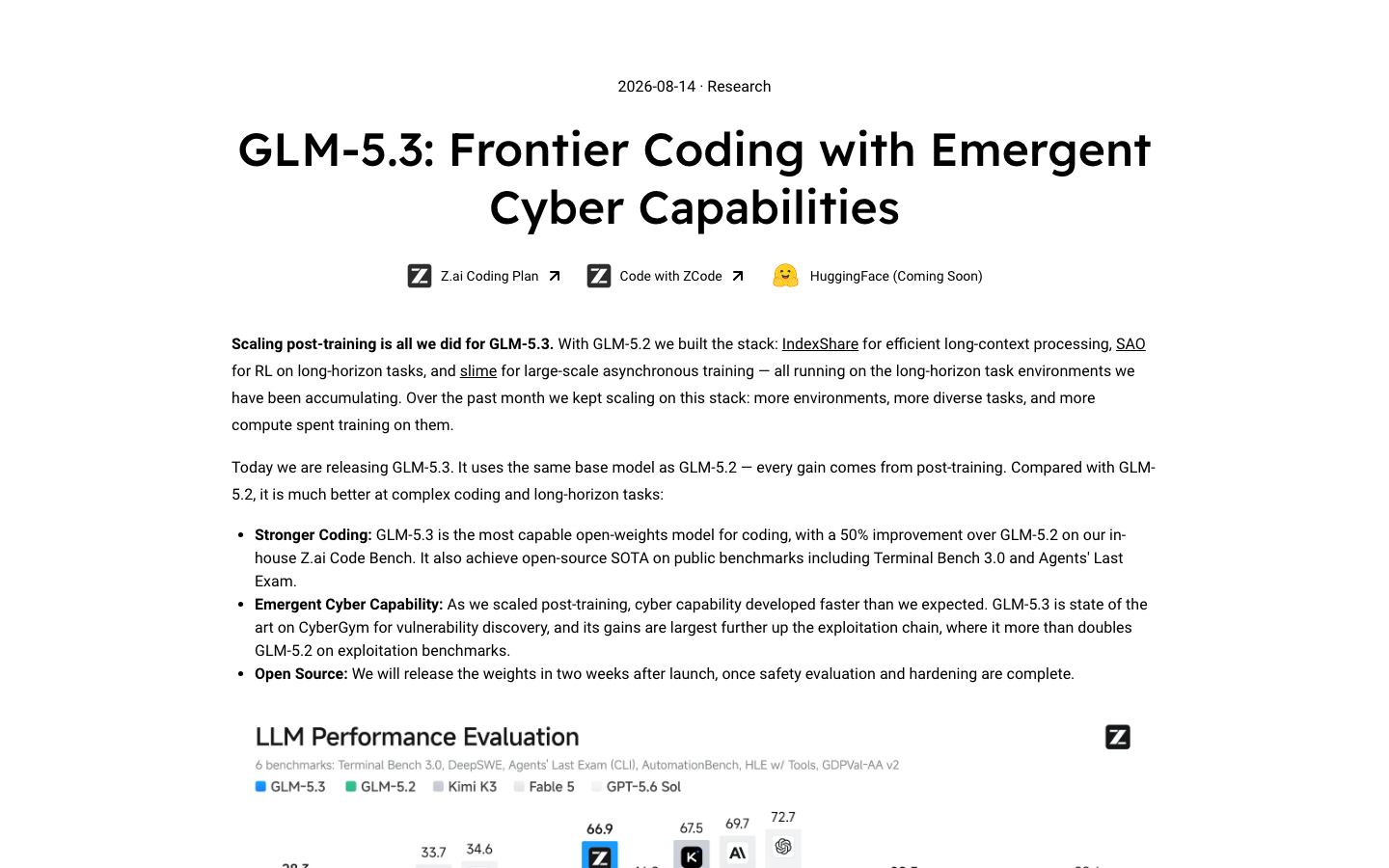 GLM-5.3 Review — Post-Training Scaling Puts Open Weights Within a Hair of Mythos 5