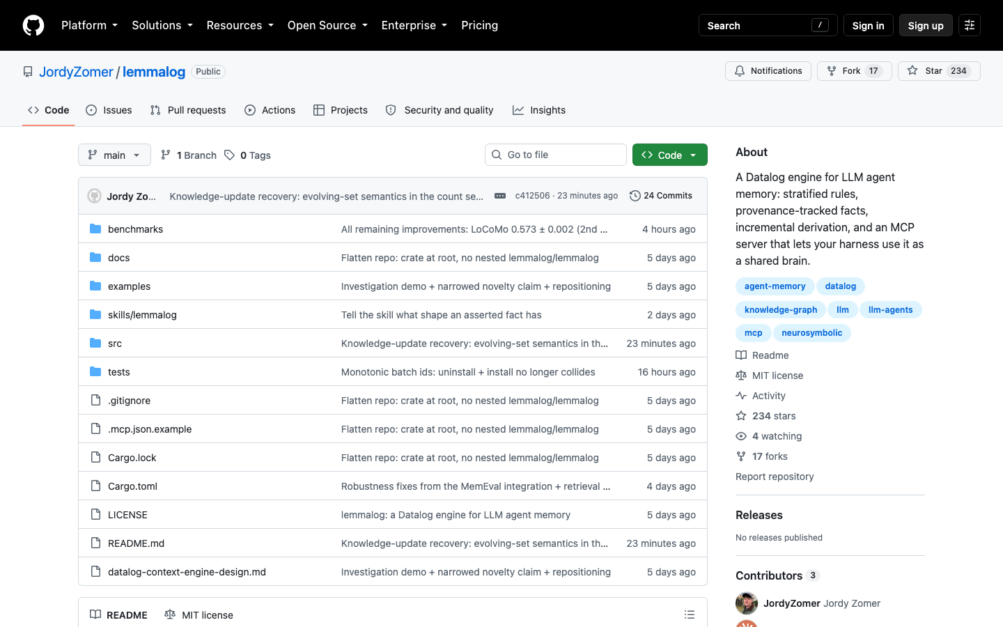 lemmalog Review 2026 — A Datalog Engine for LLM Agent Memory: Provenance-Tracked Facts, Incremental Derivation, and an MCP Server