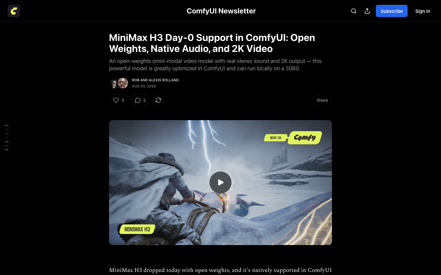 MiniMax H3 Review 2026 — Open-Weight Omni-Modal Video with Native Stereo Audio and Day-0 ComfyUI Support