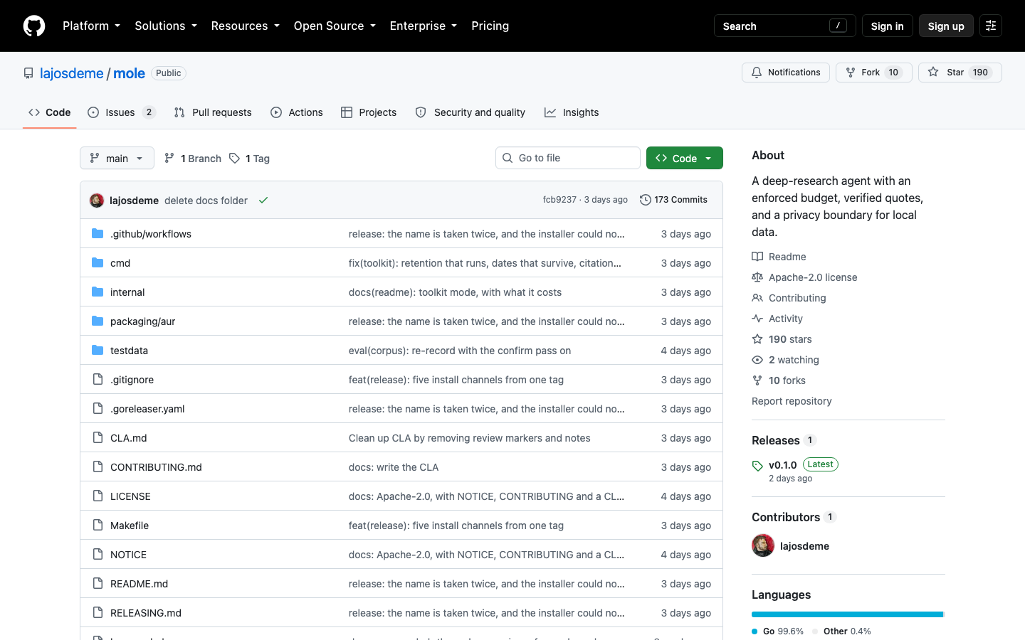 Mole Deep Research Agent Review 2026 — Enforced Budgets, Verified Quotes, Local Data Privacy