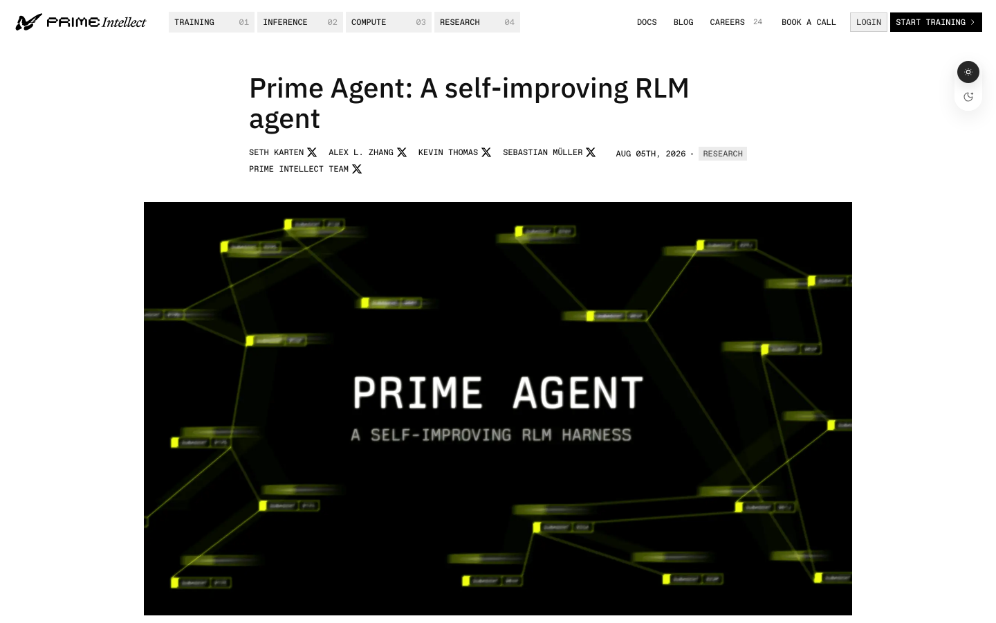 Prime Agent Review 2026 — Prime Intellect's Self-Improving RLM Harness, and Why HN Says the Frontier Has Caught Up