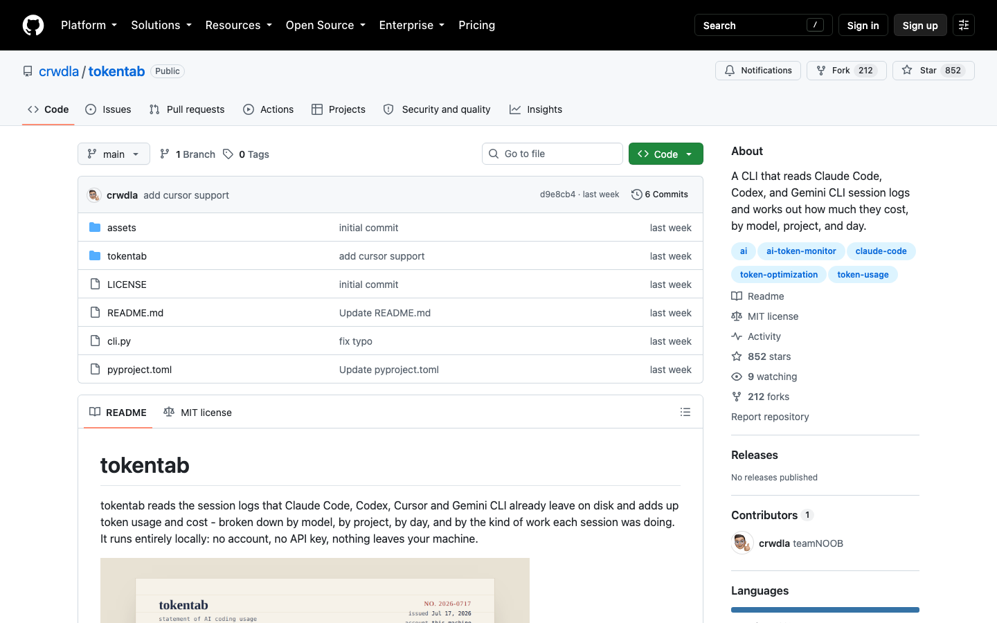 tokentab Review 2026 — The Local-Only CLI That Prices Your AI Coding Sessions