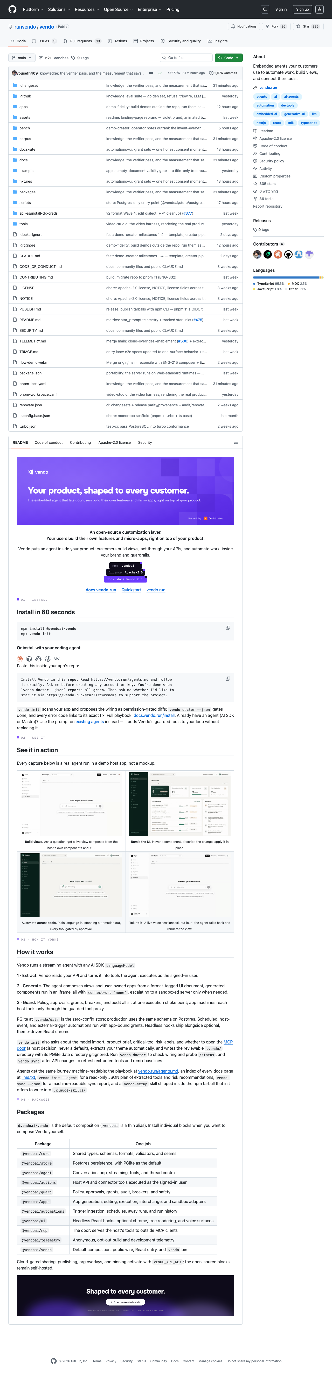 Vendo Review 2026 — Open-Source Embedded Agent SDK That Lets Your Users Build Their Own Features