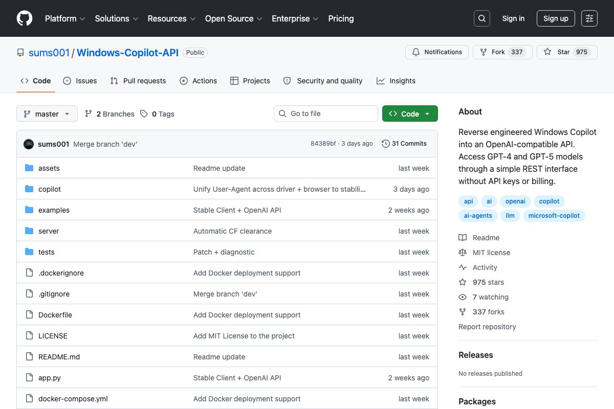 Windows Copilot API Guide 2026 — Use Microsoft Copilot as a Free OpenAI-Compatible API