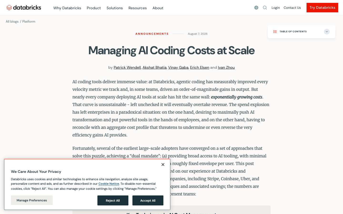 AI Coding Cost Management Workflow 2026 — The Efficiency-Frontier Playbook From Databricks, Stripe, and Uber